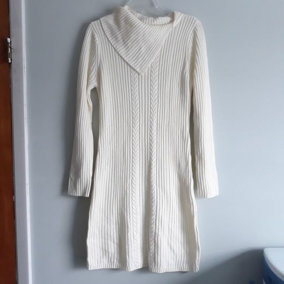 Calvin Klein Dresses & Skirts - Calvin Klein Cream Ribbed Knit Dress Stretchy Sz L
